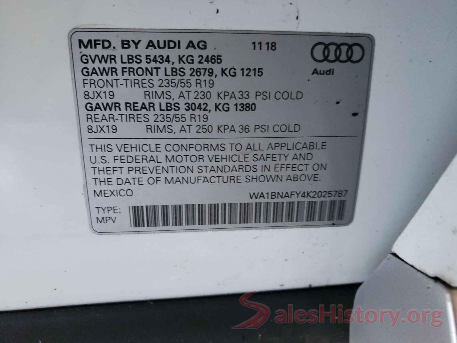 WA1BNAFY4K2025787 2019 AUDI Q5