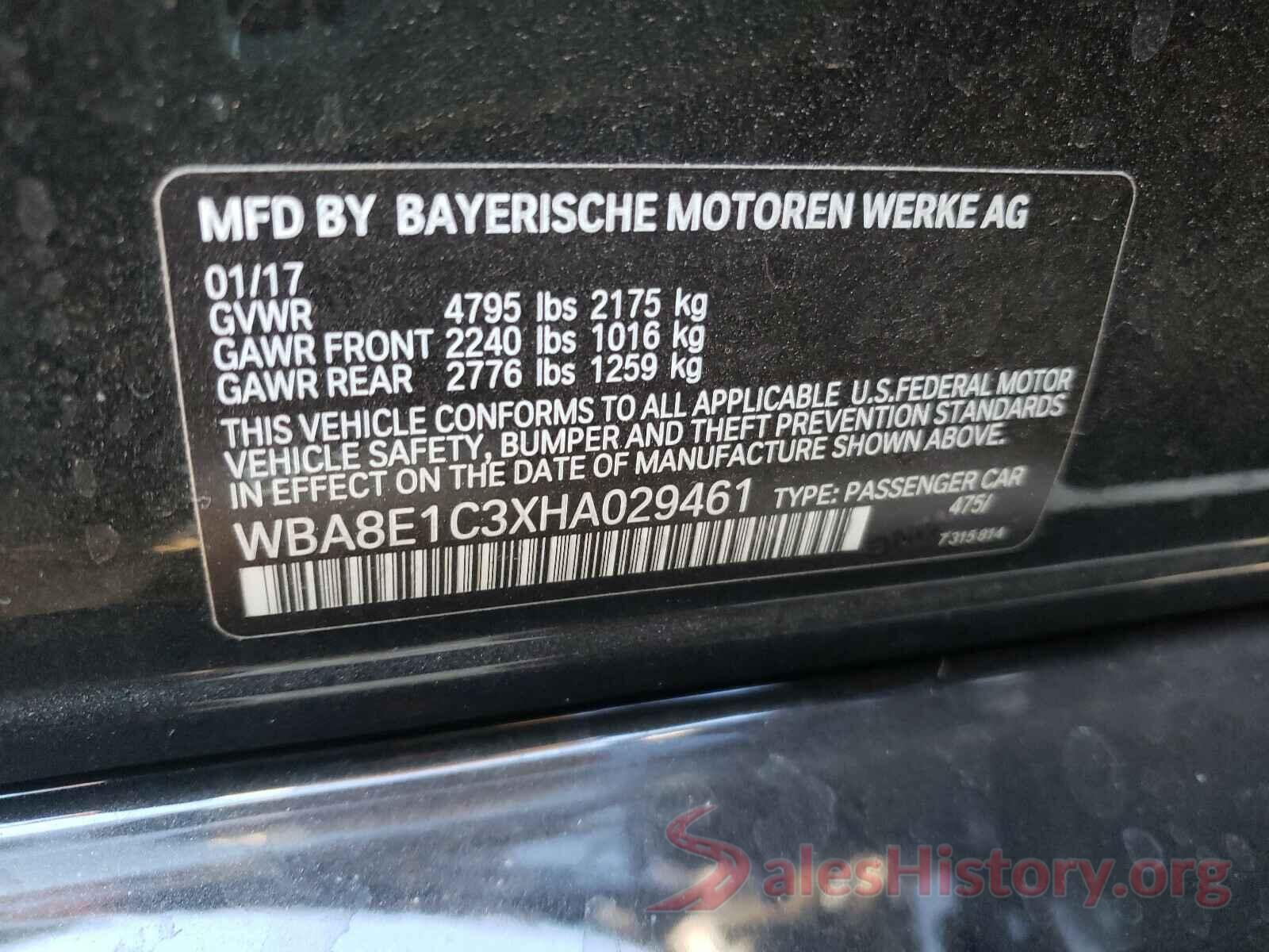 WBA8E1C3XHA029461 2017 BMW 3 SERIES