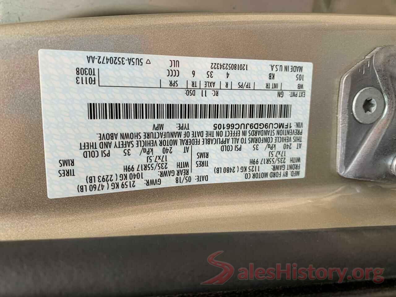 1FMCU9GD9JUC66105 2018 FORD ESCAPE