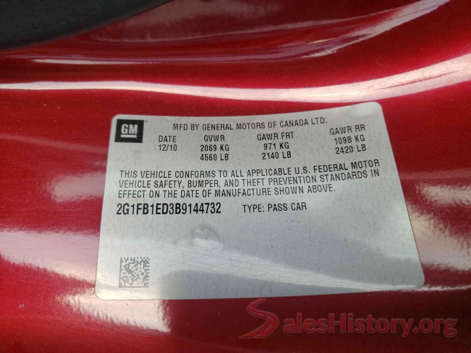 2G1FB1ED3B9144732 2011 CHEVROLET CAMARO