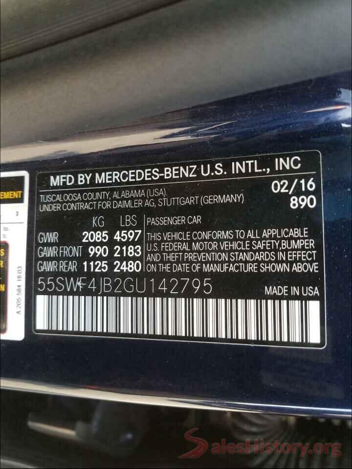 55SWF4JB2GU142795 2016 MERCEDES-BENZ C CLASS