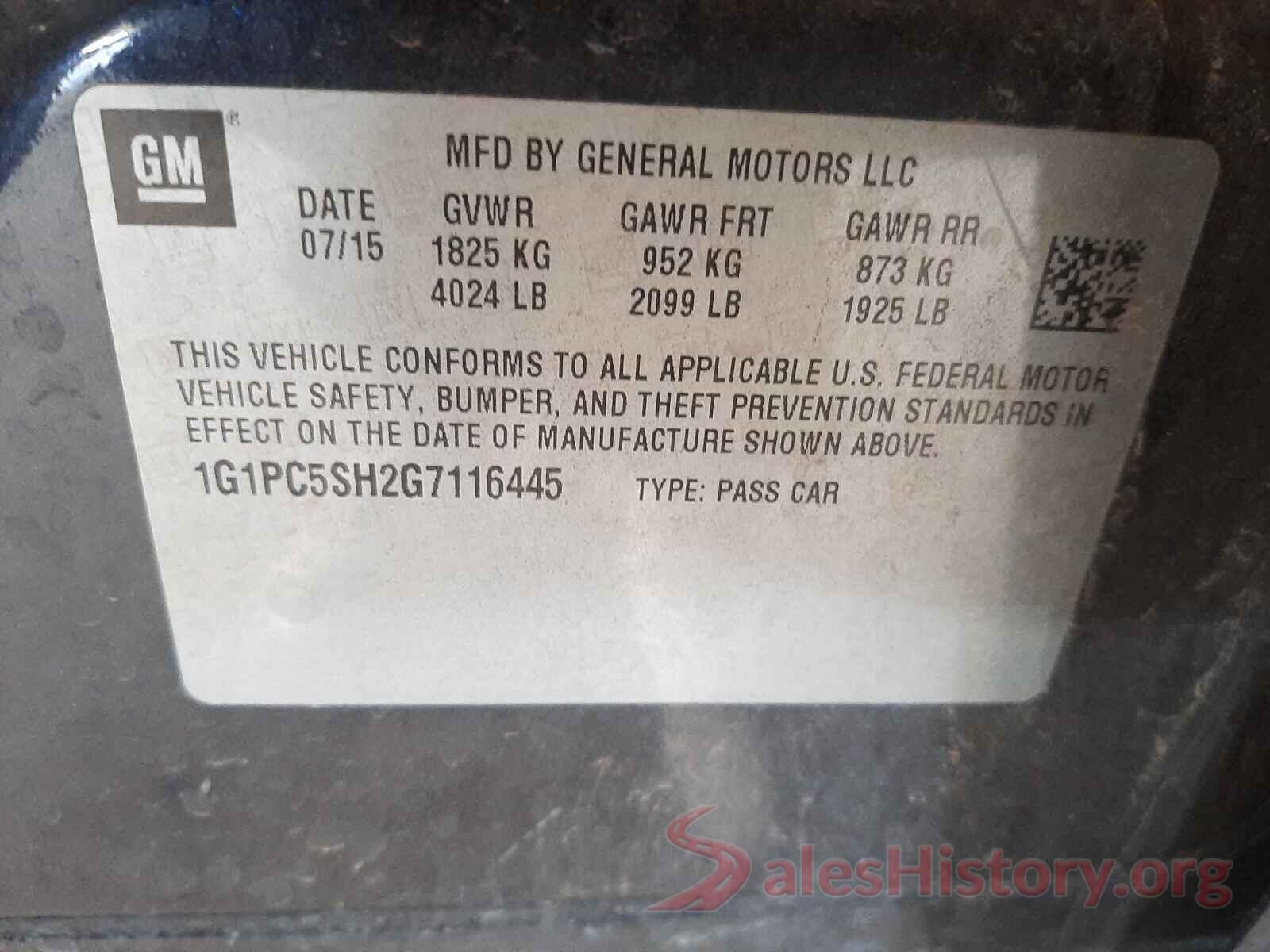 1G1PC5SH2G7116445 2016 CHEVROLET CRUZE