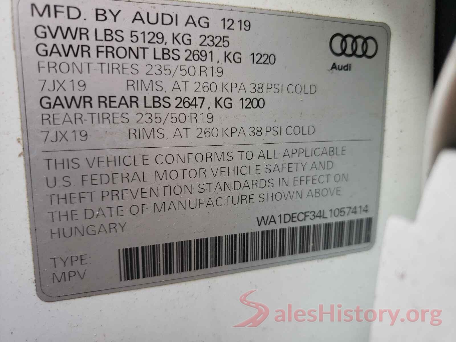 WA1DECF34L1057414 2020 AUDI Q3