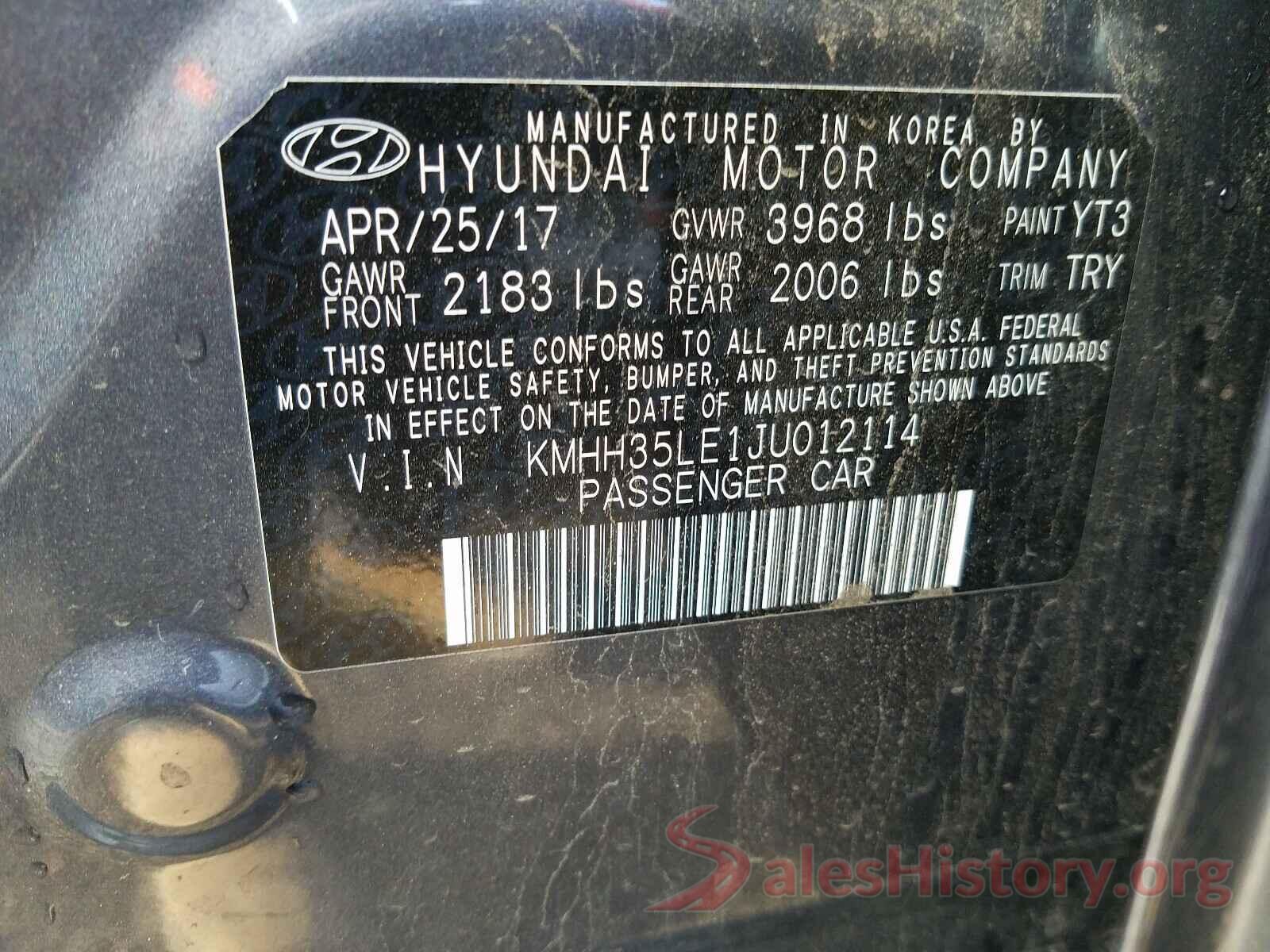 KMHH35LE1JU012114 2018 HYUNDAI ELANTRA