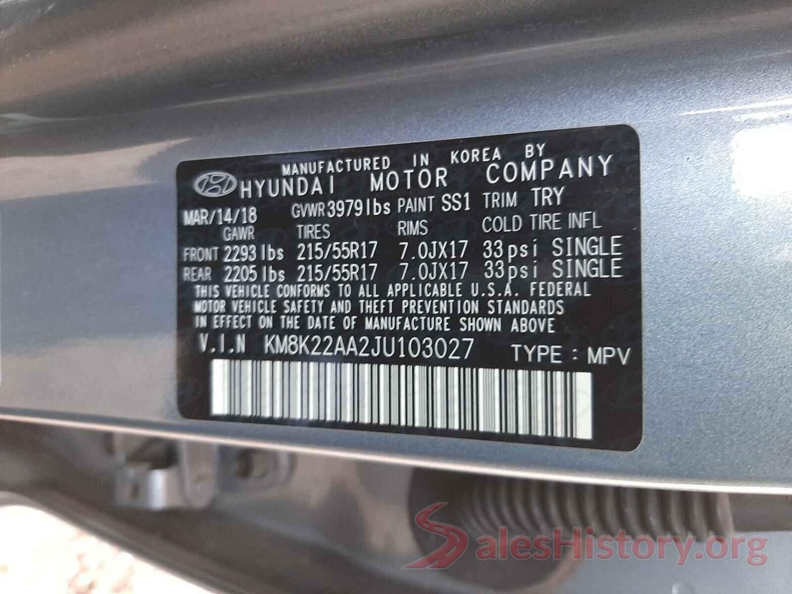 KM8K22AA2JU103027 2018 HYUNDAI KONA