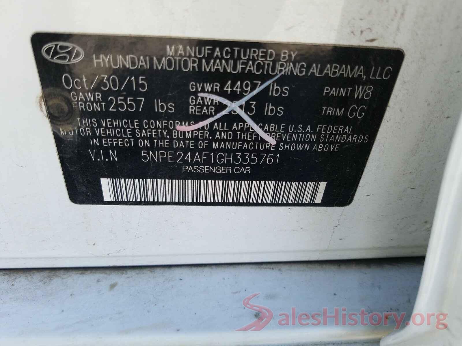 5NPE24AF1GH335761 2016 HYUNDAI SONATA