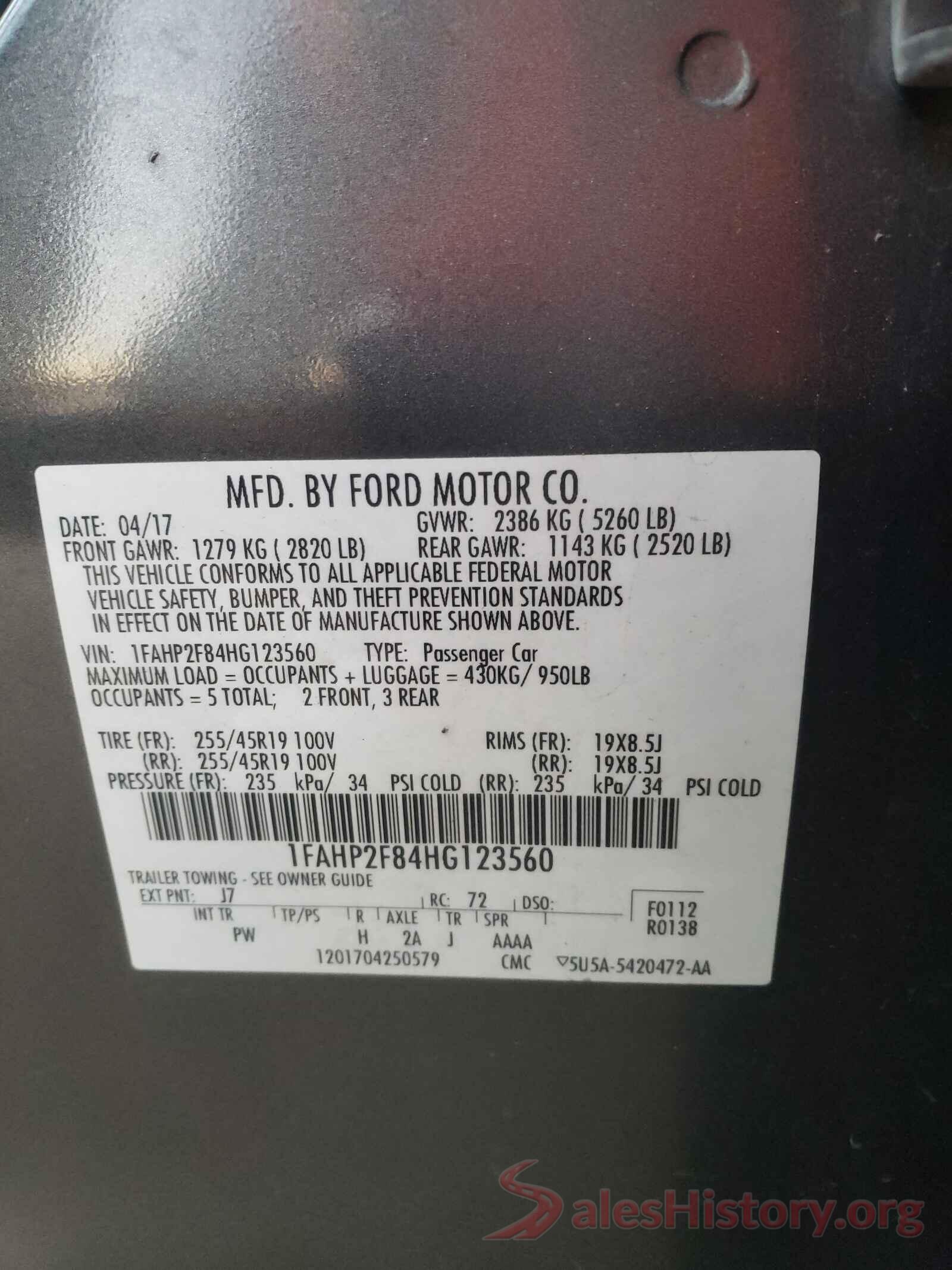 1FAHP2F84HG123560 2017 FORD TAURUS