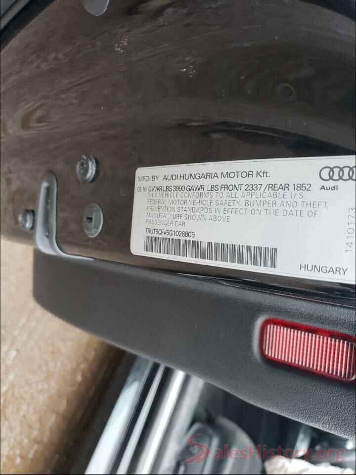 TRUT5CFV5G1028809 2016 AUDI TT