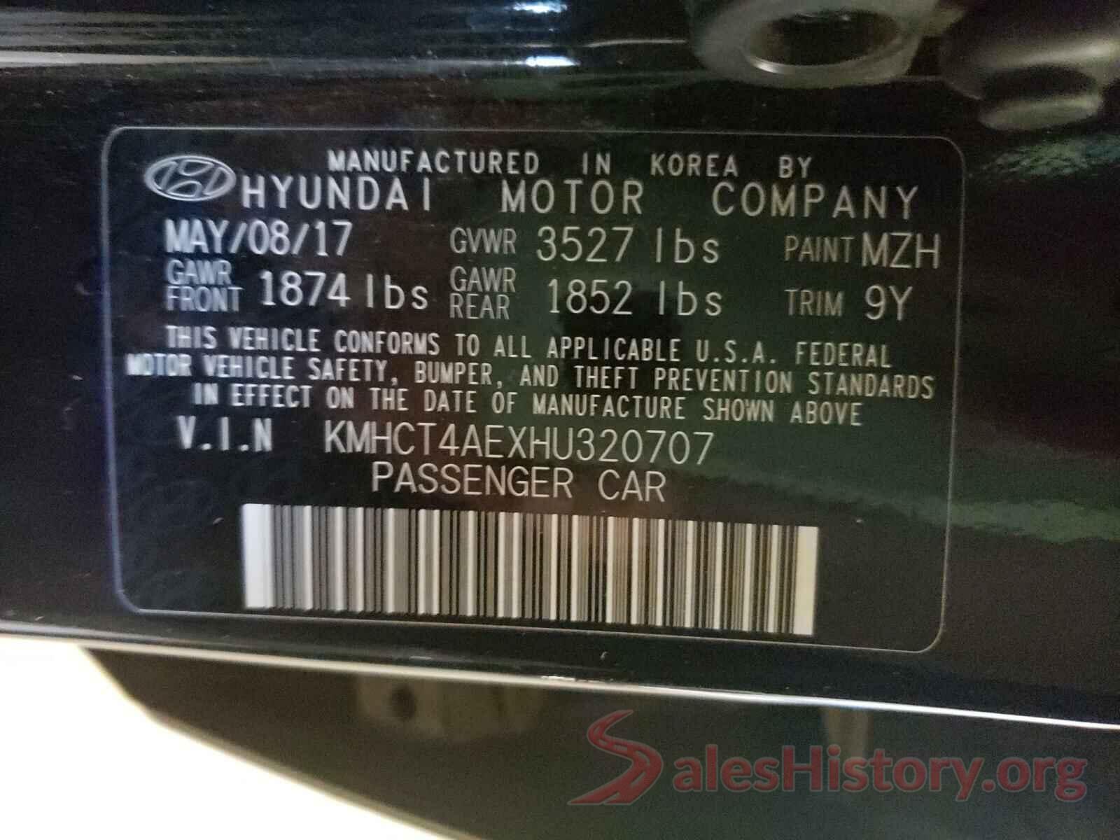 KMHCT4AEXHU320707 2017 HYUNDAI ACCENT