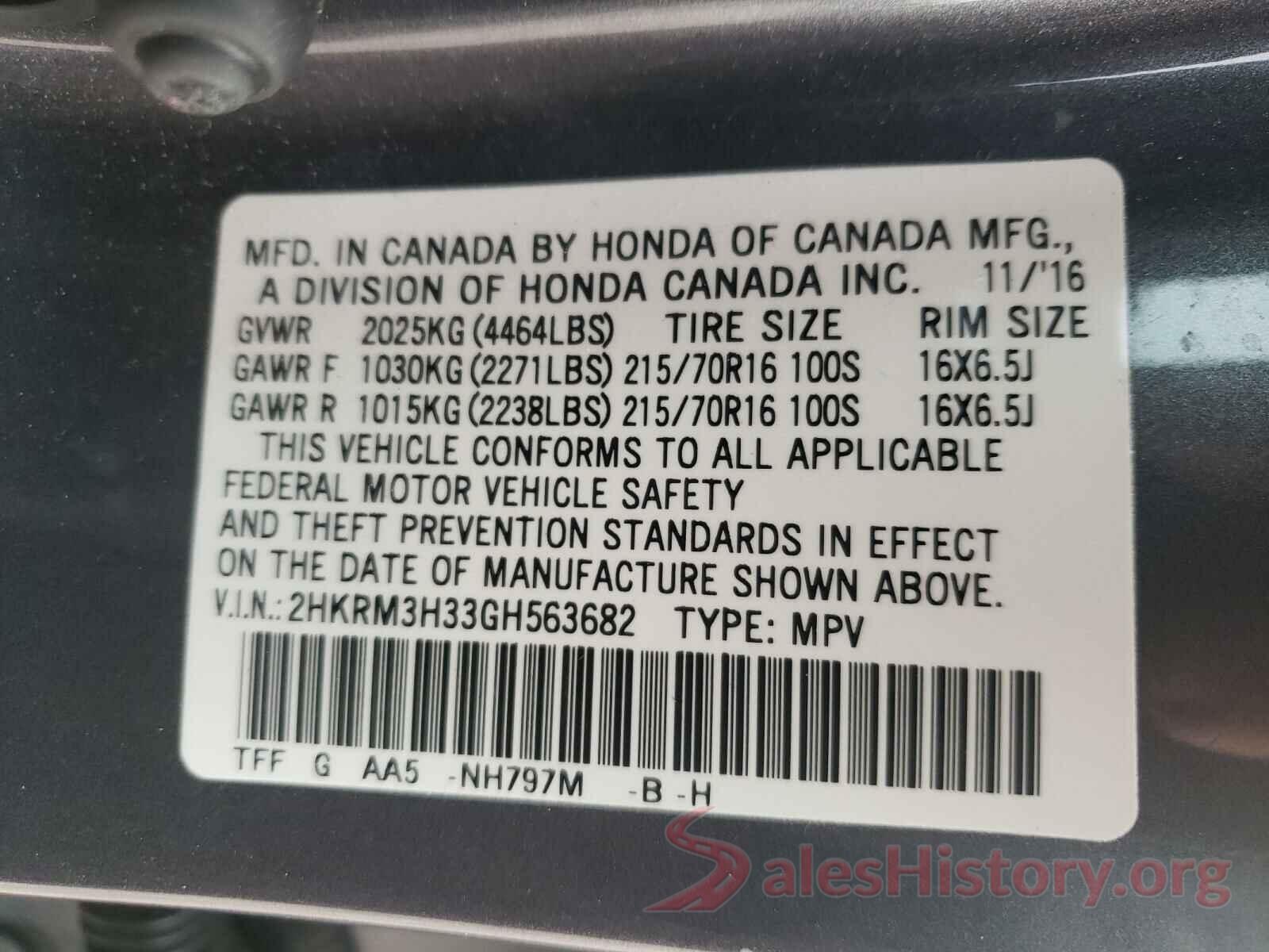 2HKRM3H33GH563682 2016 HONDA CRV