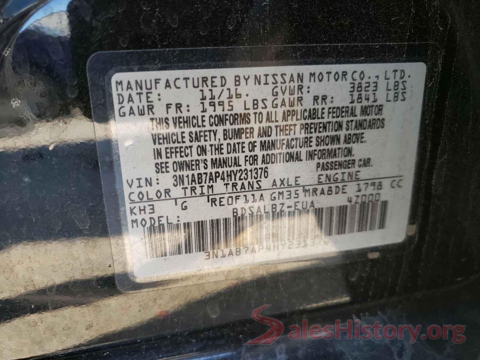 3N1AB7AP4HY231376 2017 NISSAN SENTRA