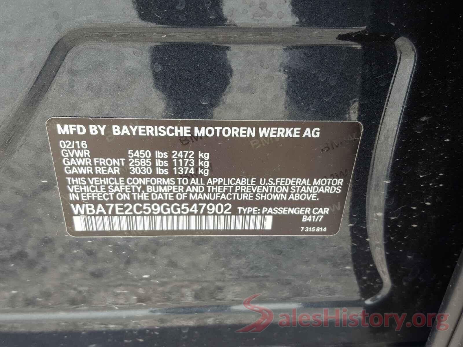 WBA7E2C59GG547902 2016 BMW 7 SERIES