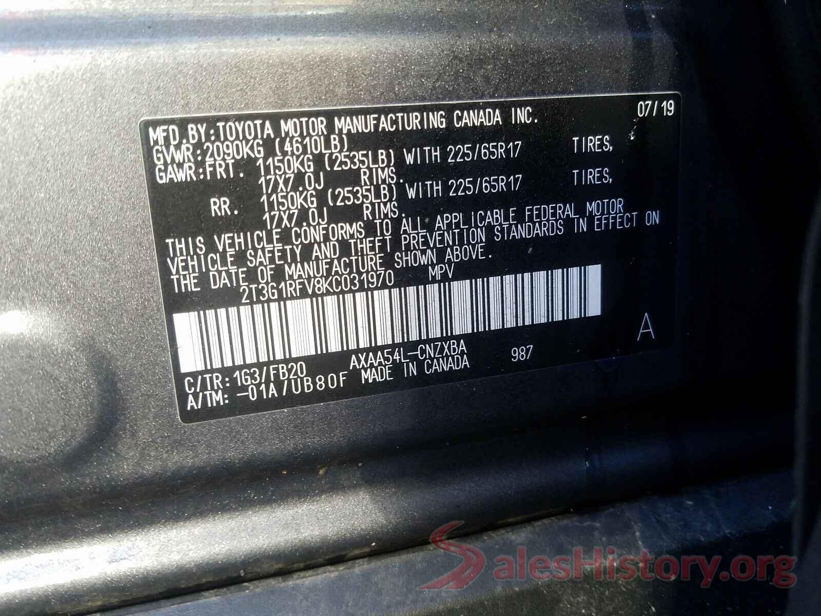 2T3G1RFV8KC031970 2019 TOYOTA RAV4