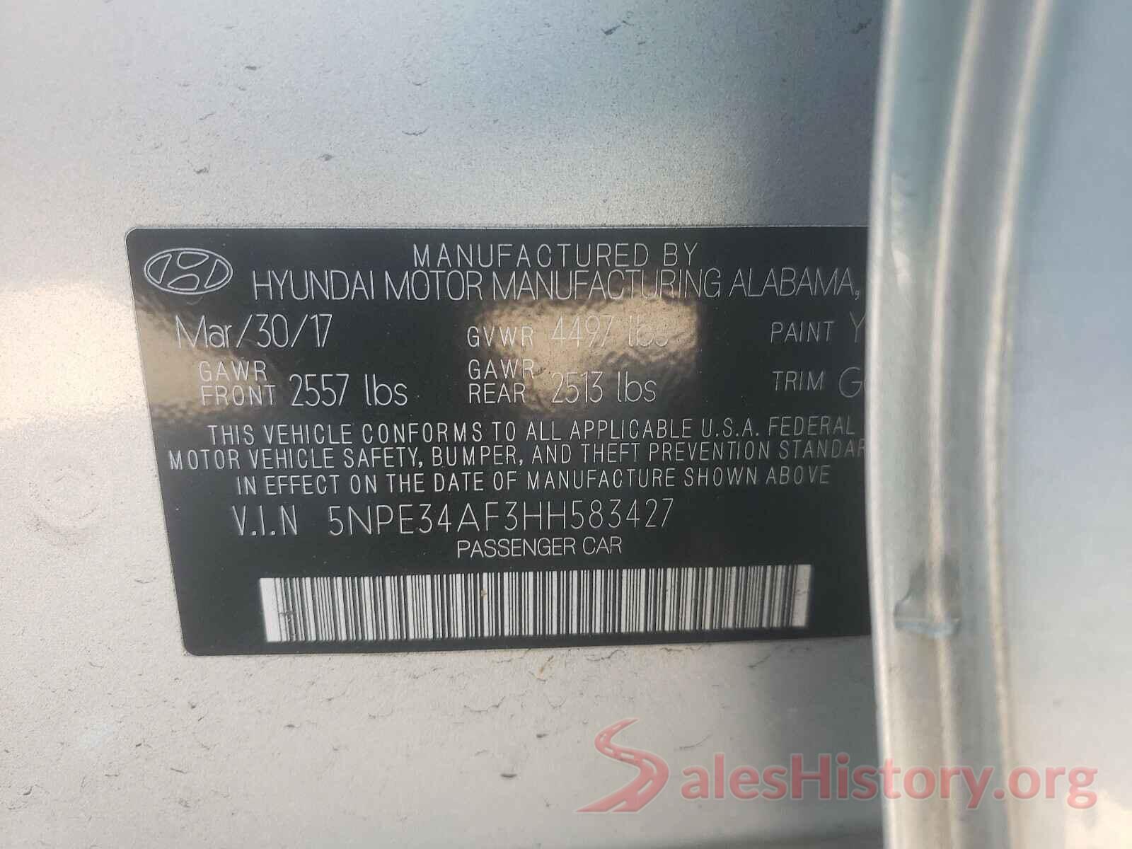 5NPE34AF3HH583427 2017 HYUNDAI SONATA