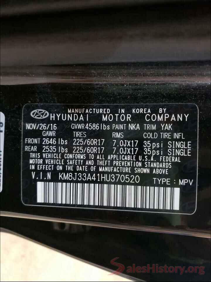 KM8J33A41HU370520 2017 HYUNDAI TUCSON