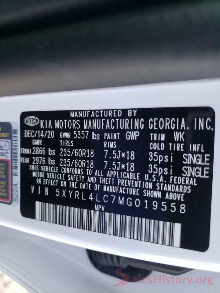 5XYRL4LC7MG019558 2021 KIA SORENTO