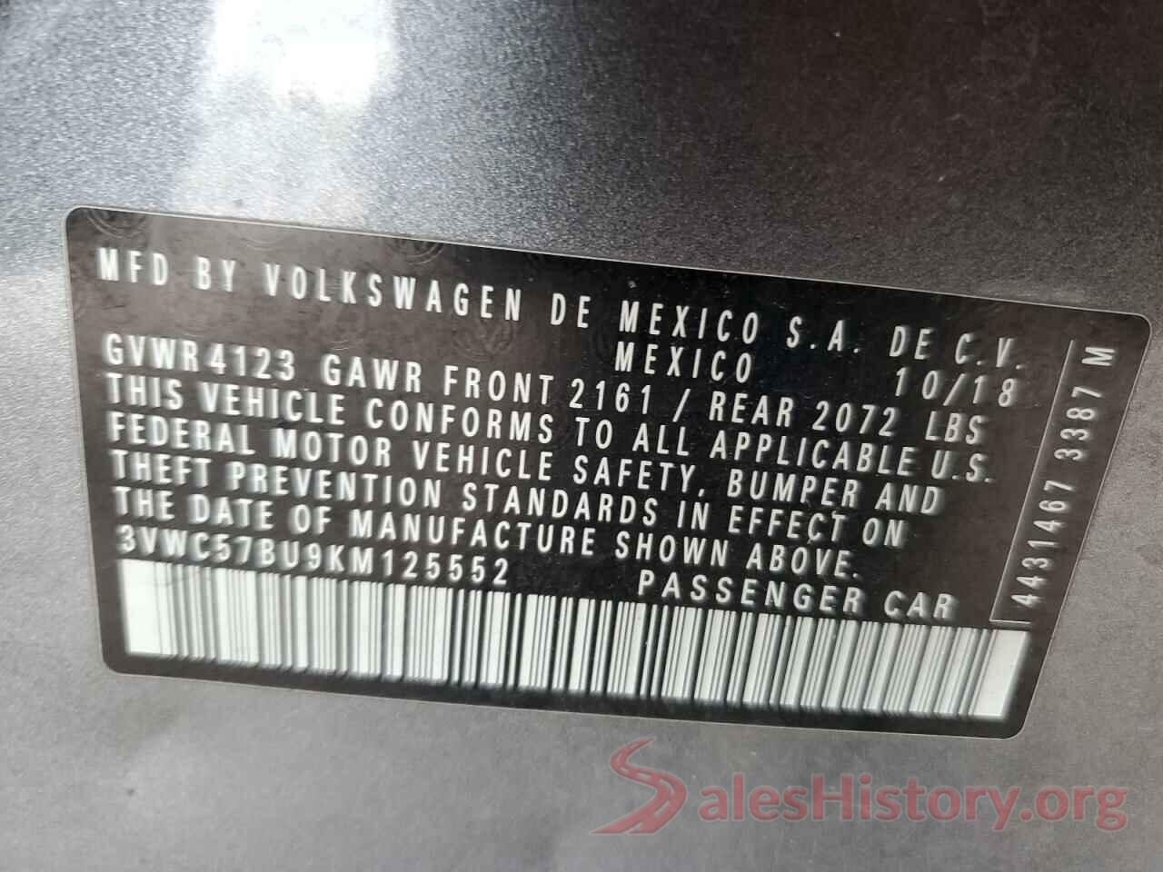 3VWC57BU9KM125552 2019 VOLKSWAGEN JETTA