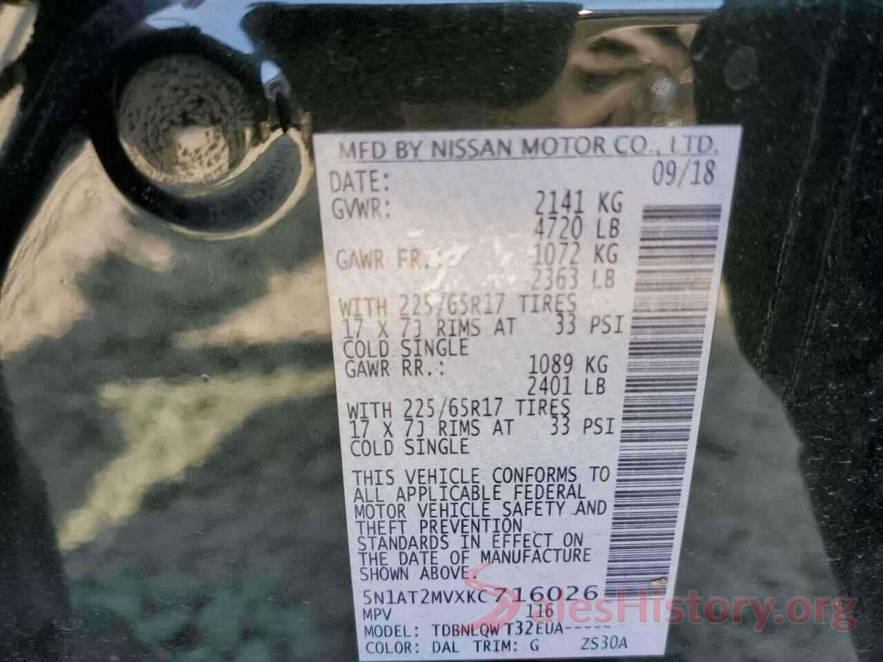 5N1AT2MVXKC716026 2019 NISSAN ROGUE