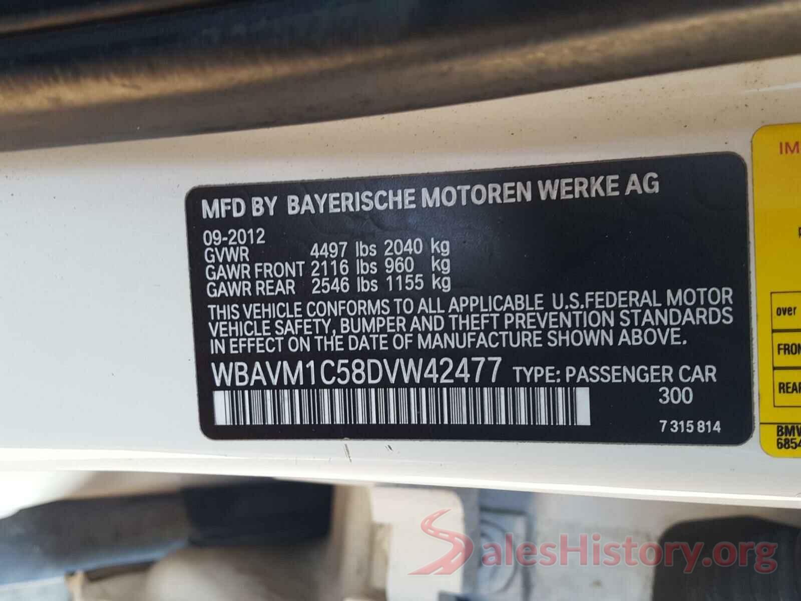 WBAVM1C58DVW42477 2013 BMW X1