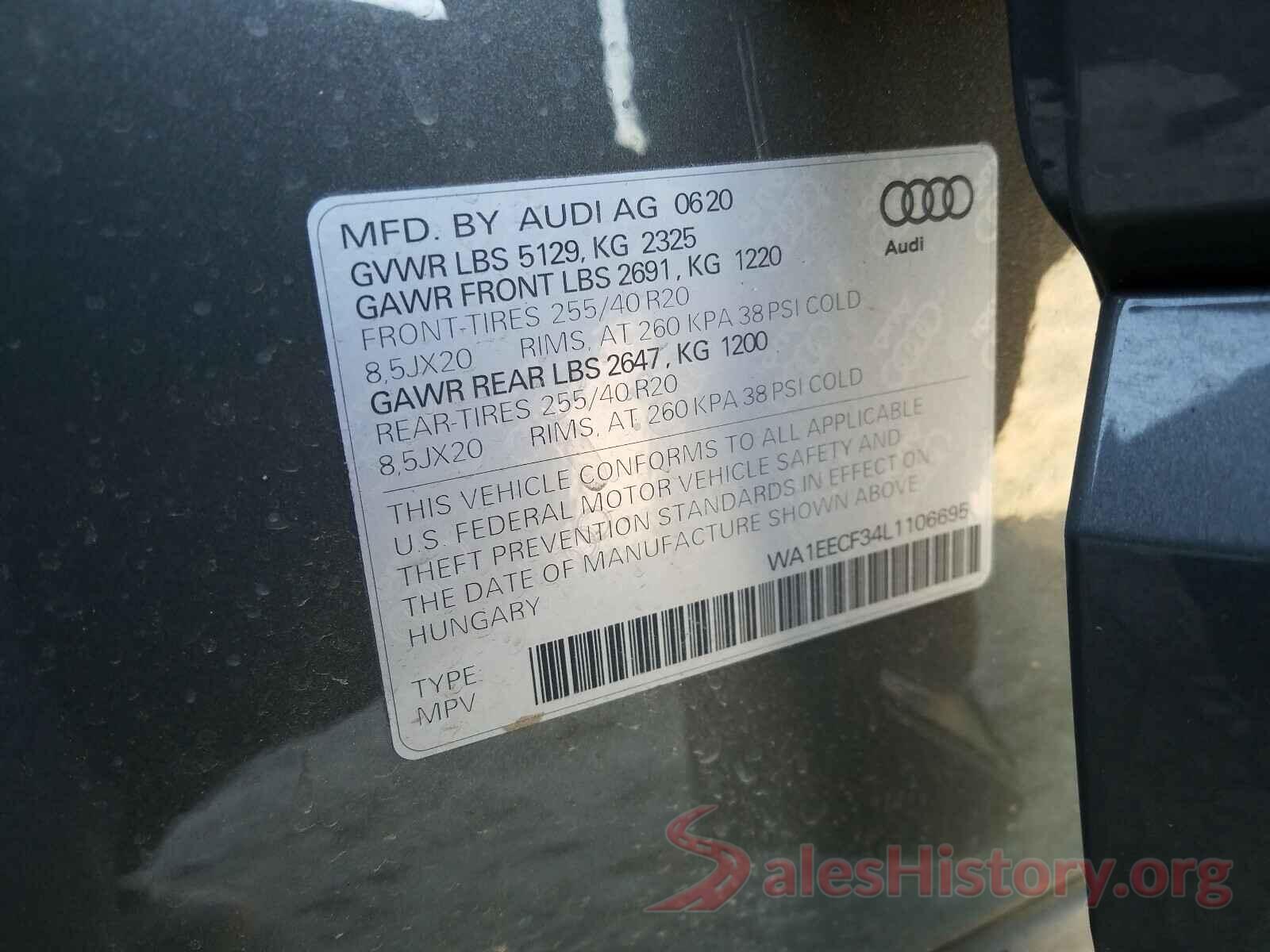 WA1EECF34L1106695 2020 AUDI Q3