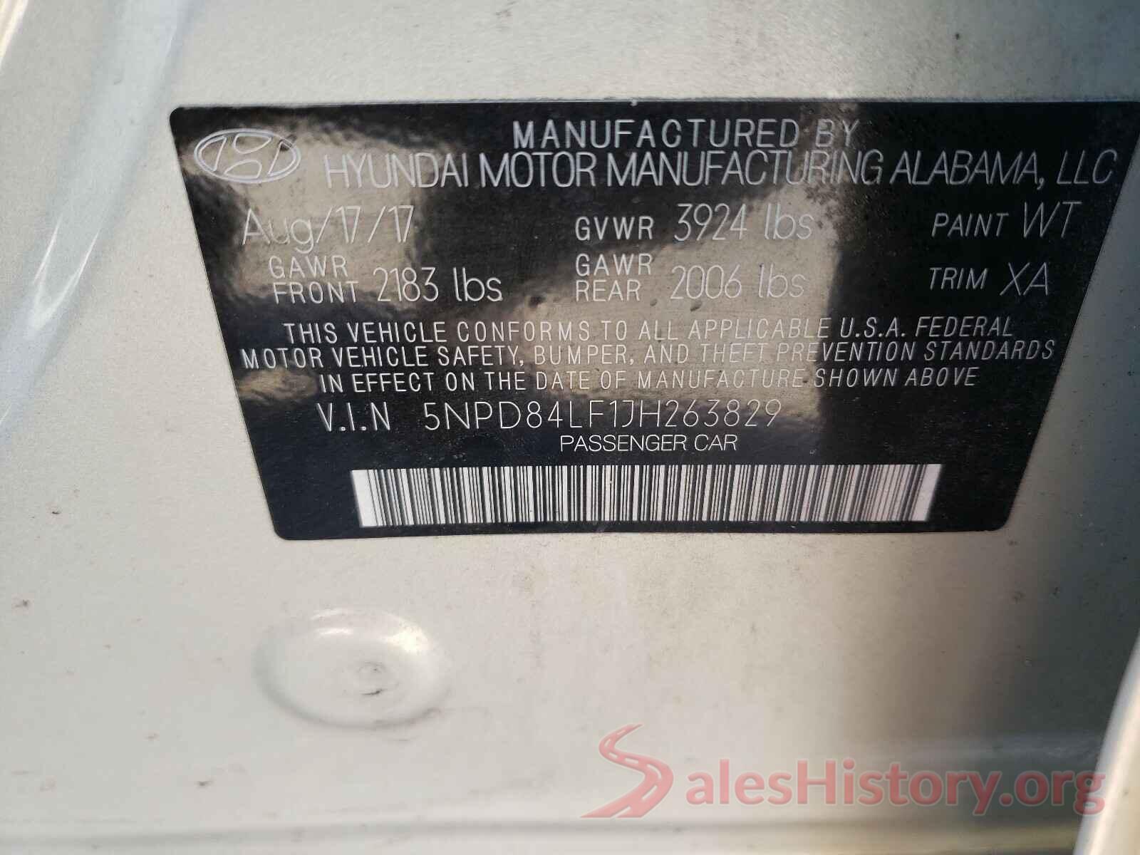 5NPD84LF1JH263829 2018 HYUNDAI ELANTRA