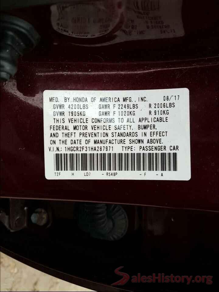 1HGCR2F31HA287971 2017 HONDA ACCORD