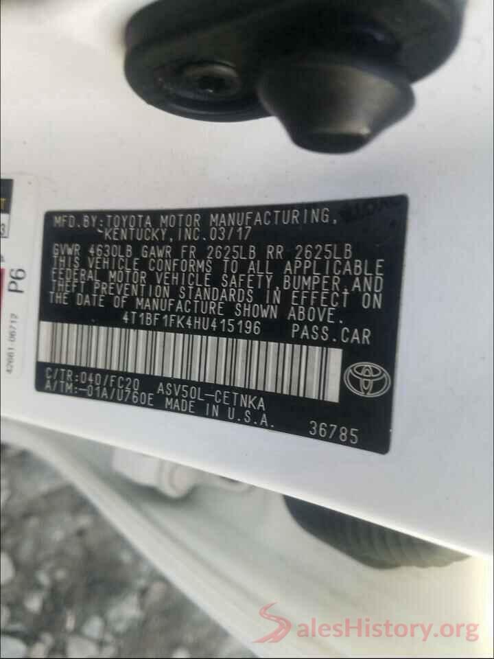 4T1BF1FK4HU415196 2017 TOYOTA CAMRY