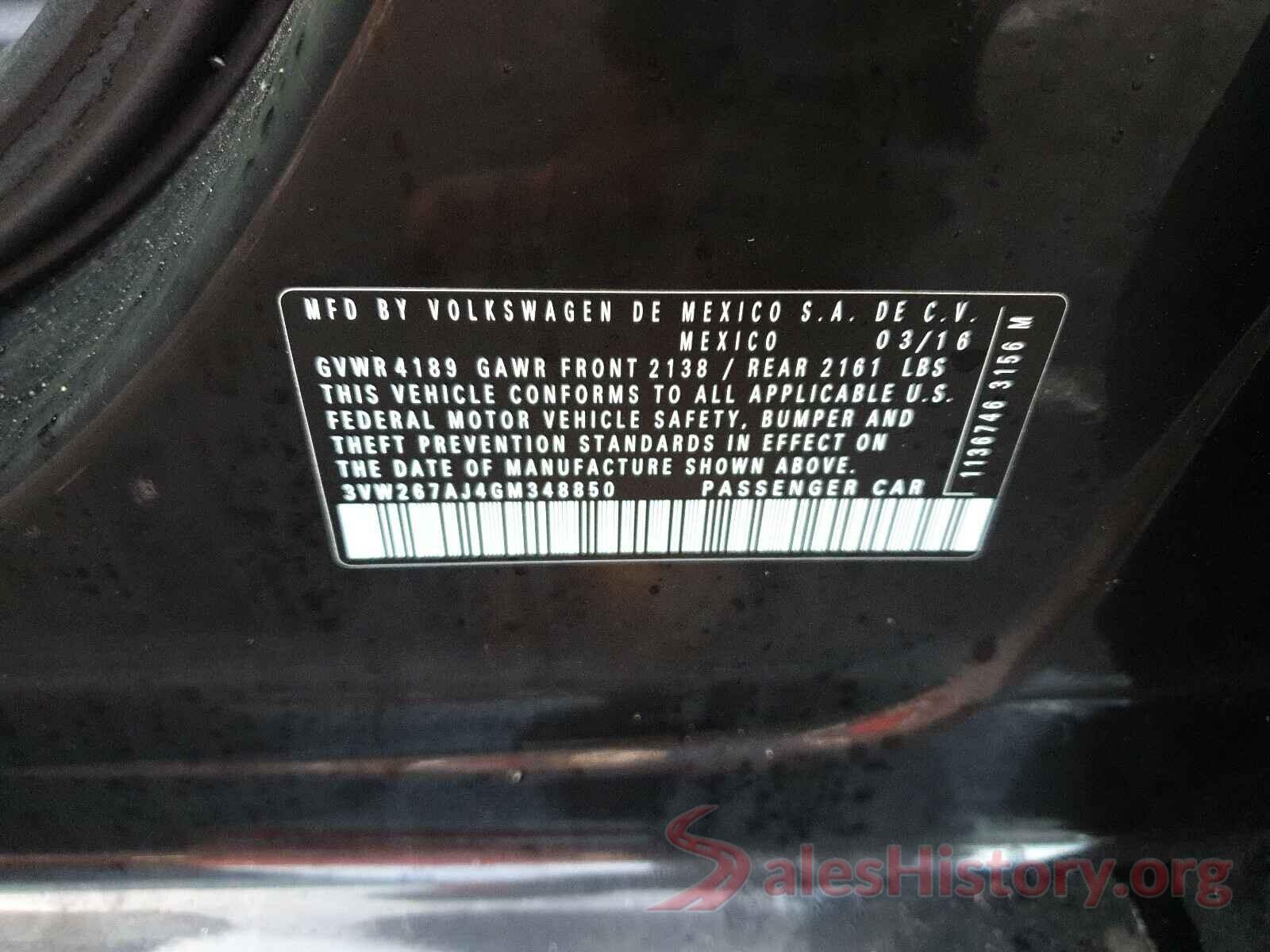 3VW267AJ4GM348850 2016 VOLKSWAGEN JETTA