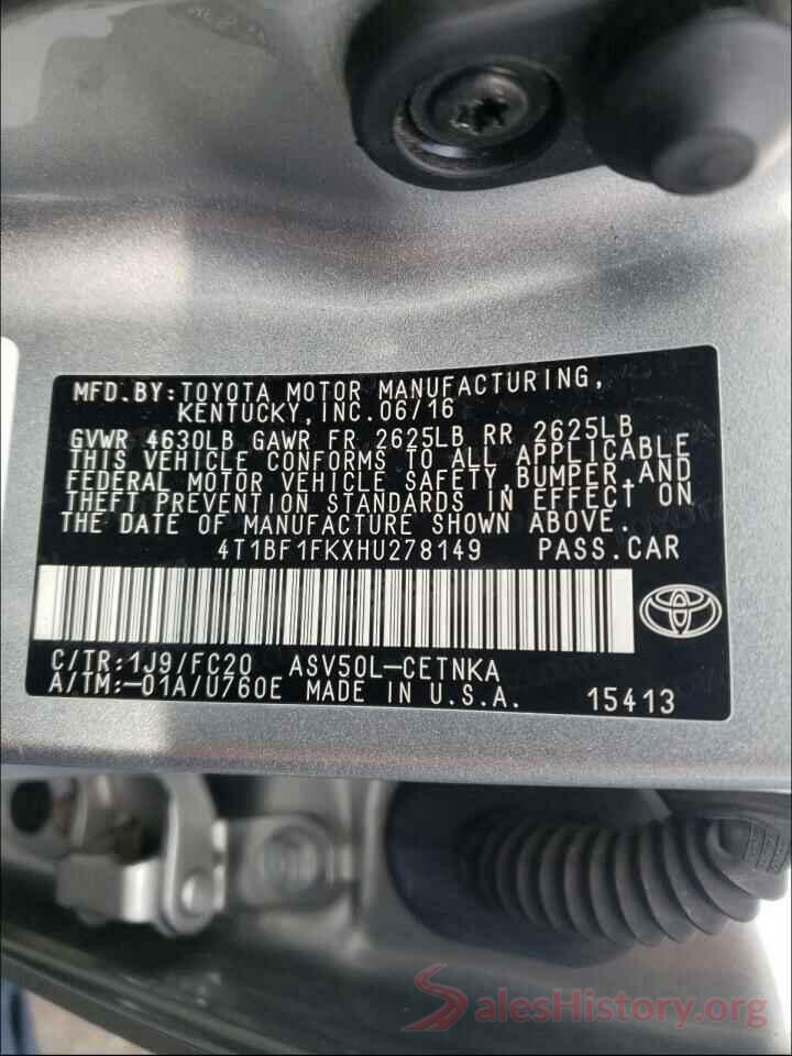 4T1BF1FKXHU278149 2017 TOYOTA CAMRY