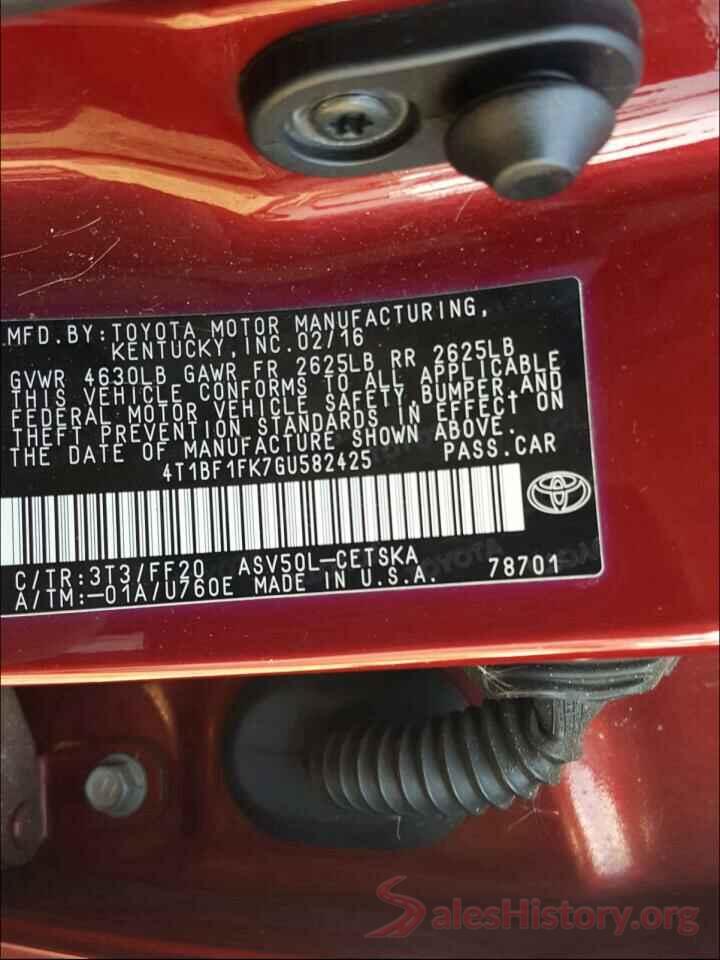 4T1BF1FK7GU582425 2016 TOYOTA CAMRY