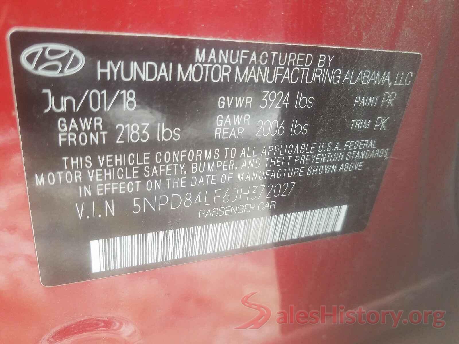 5NPD84LF6JH372027 2018 HYUNDAI ELANTRA