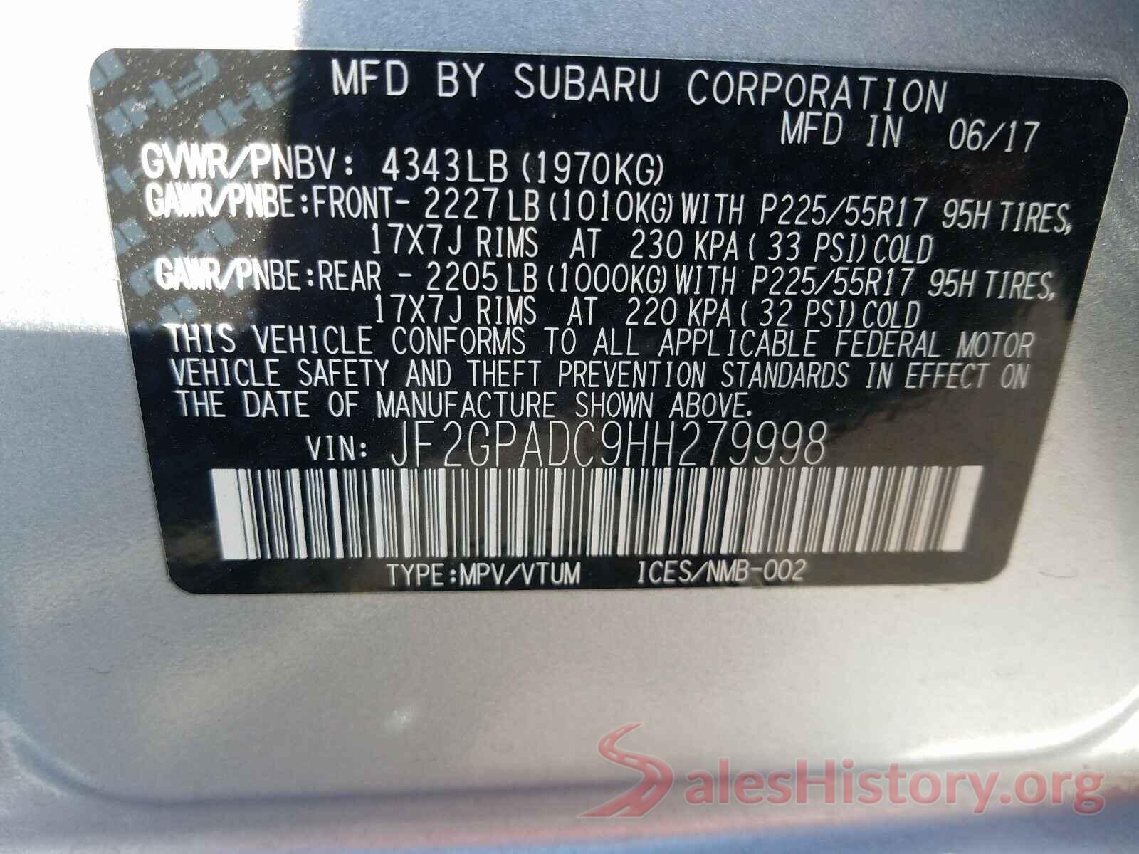 JF2GPADC9HH279998 2017 SUBARU CROSSTREK