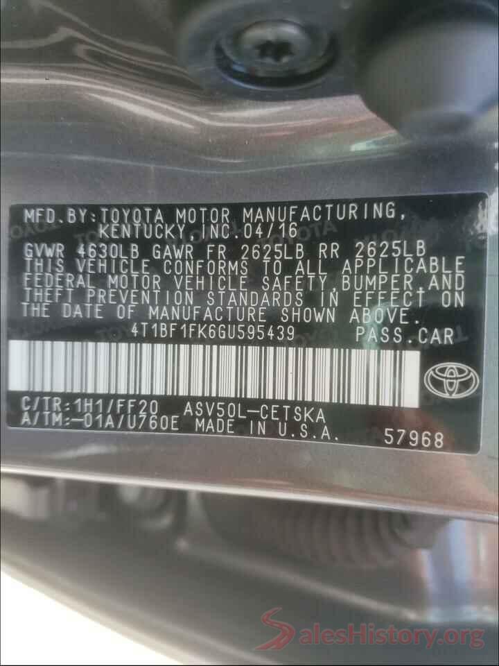 4T1BF1FK6GU595439 2016 TOYOTA CAMRY