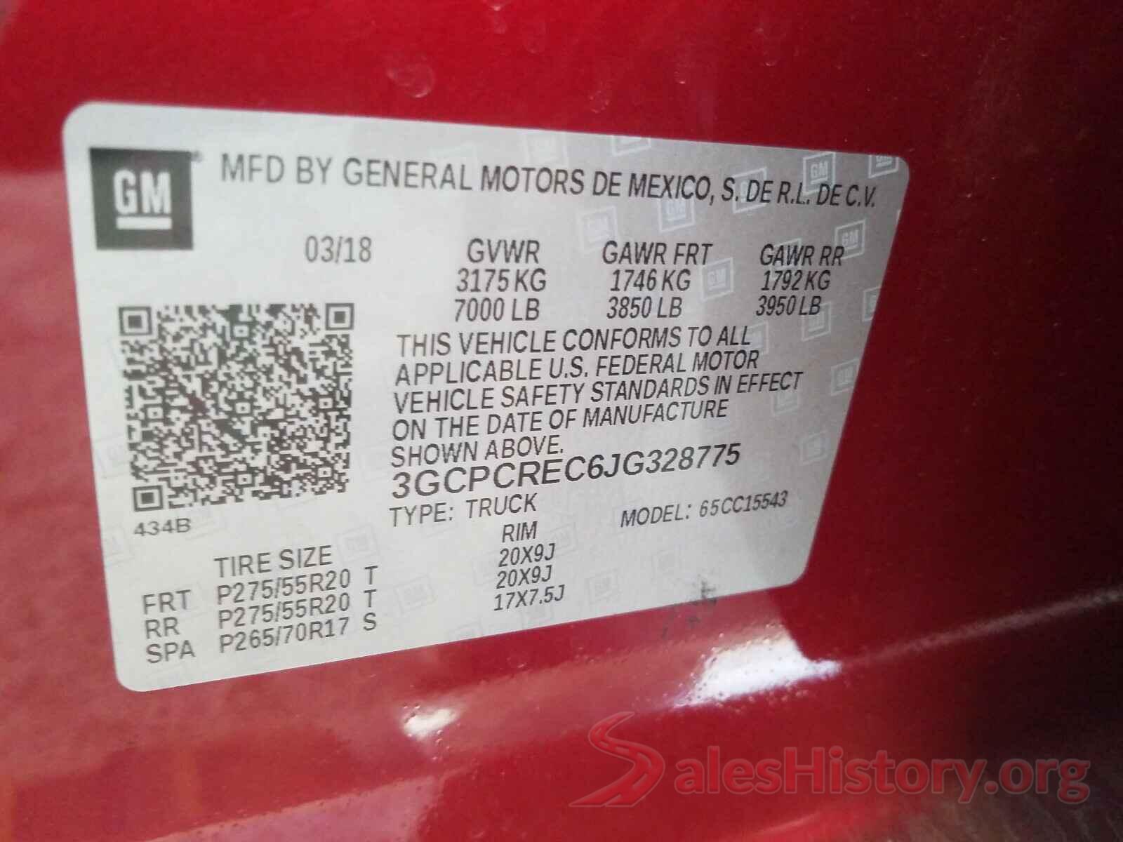 3GCPCREC6JG328775 2018 CHEVROLET SILVERADO