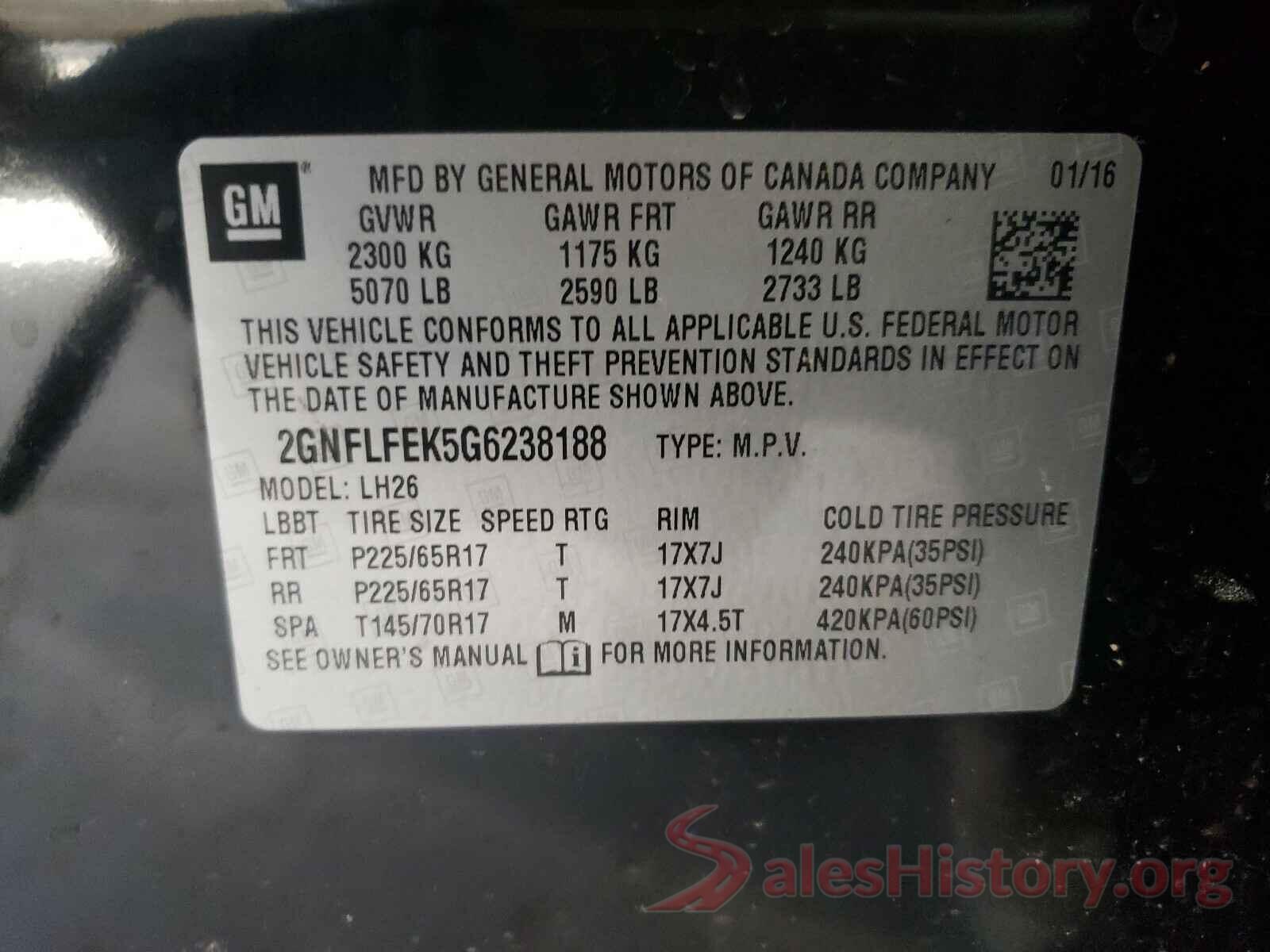 2GNFLFEK5G6238188 2016 CHEVROLET EQUINOX