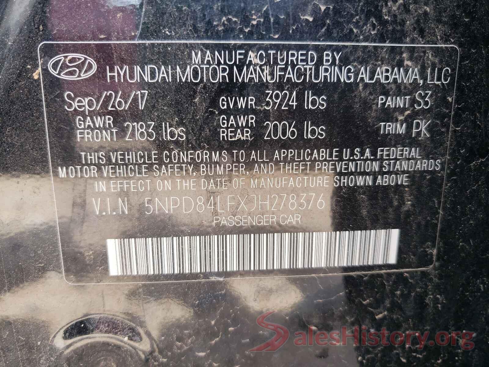 5NPD84LFXJH278376 2018 HYUNDAI ELANTRA