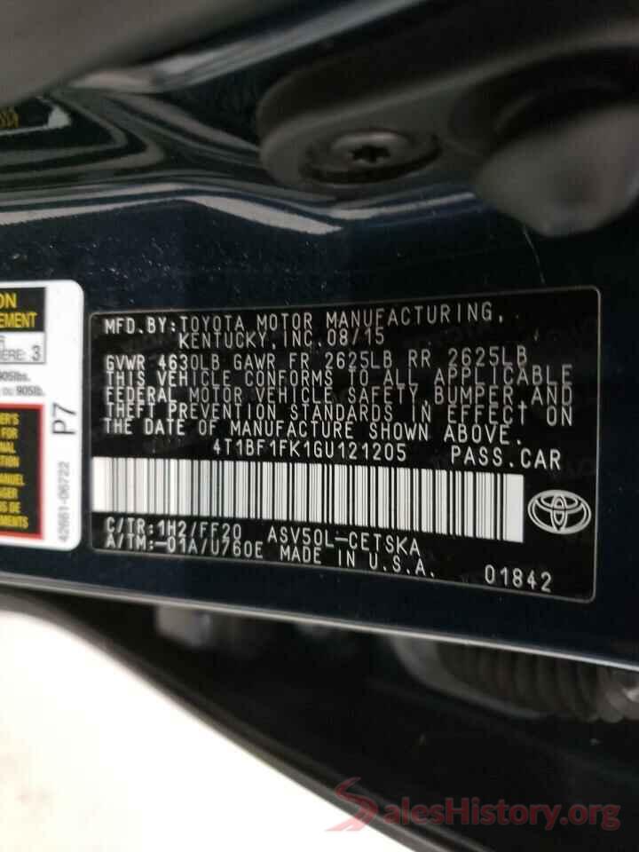 4T1BF1FK1GU121205 2016 TOYOTA CAMRY