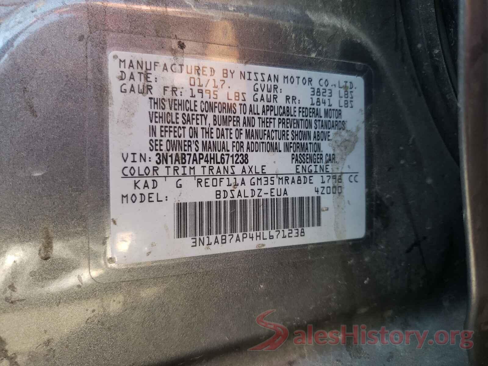 3N1AB7AP4HL671238 2017 NISSAN SENTRA