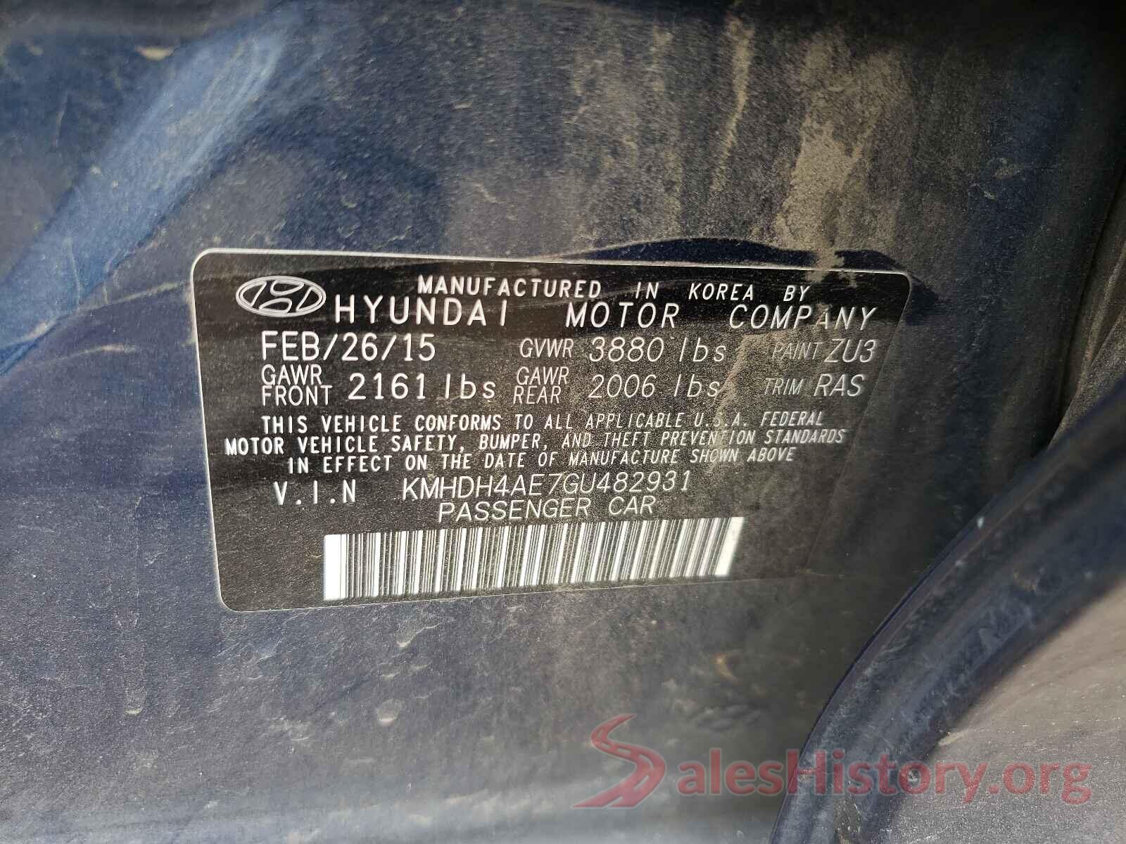 KMHDH4AE7GU482931 2016 HYUNDAI ELANTRA