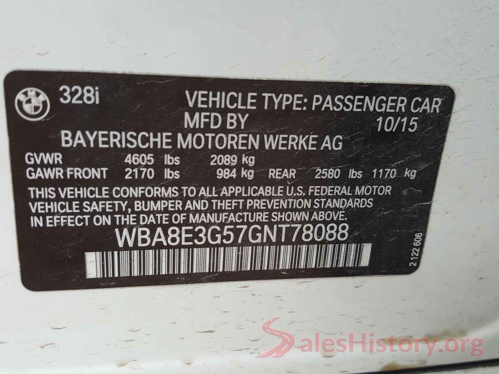 WBA8E3G57GNT78088 2016 BMW 3 SERIES