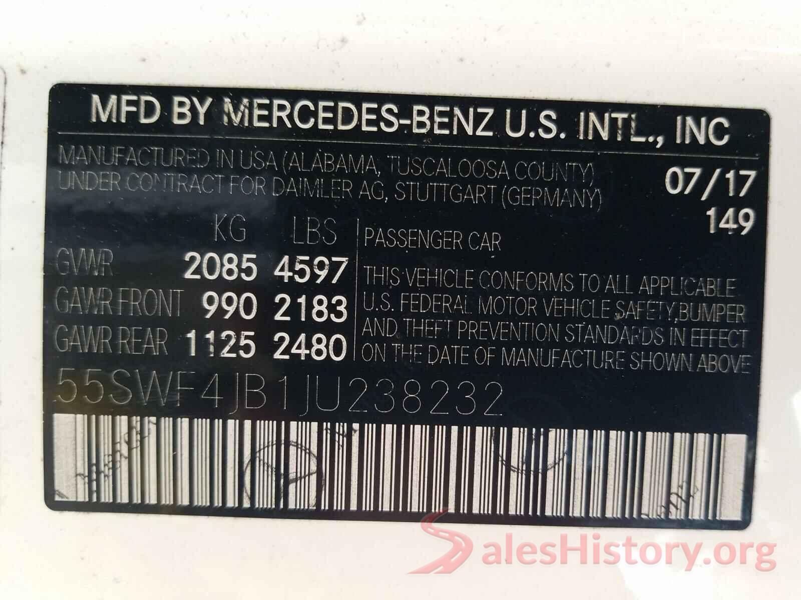 55SWF4JB1JU238232 2018 MERCEDES-BENZ C CLASS