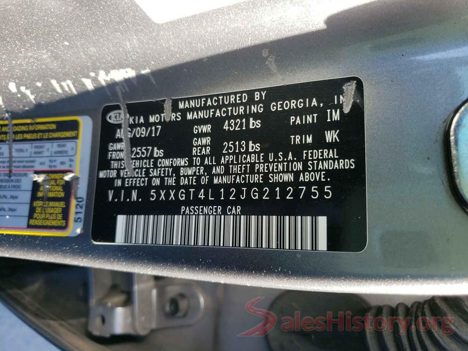 5XXGT4L12JG212755 2018 KIA OPTIMA