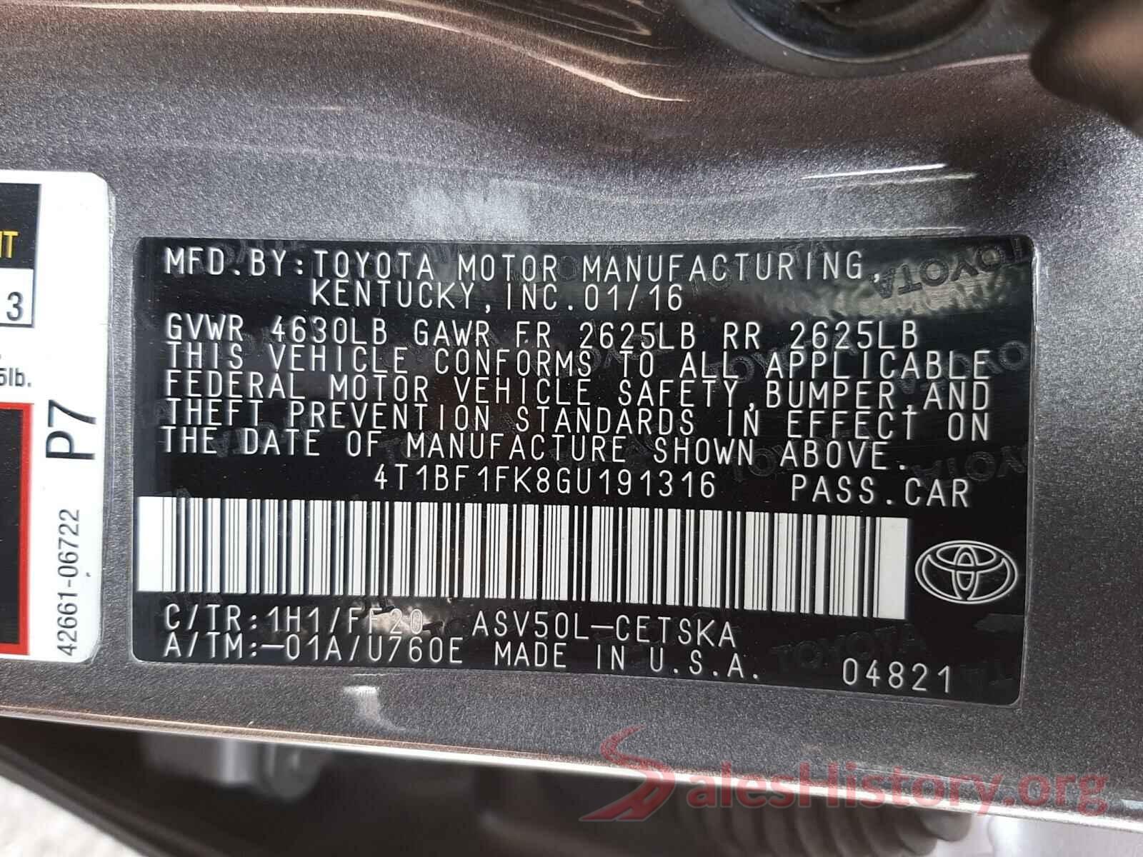 4T1BF1FK8GU191316 2016 TOYOTA CAMRY