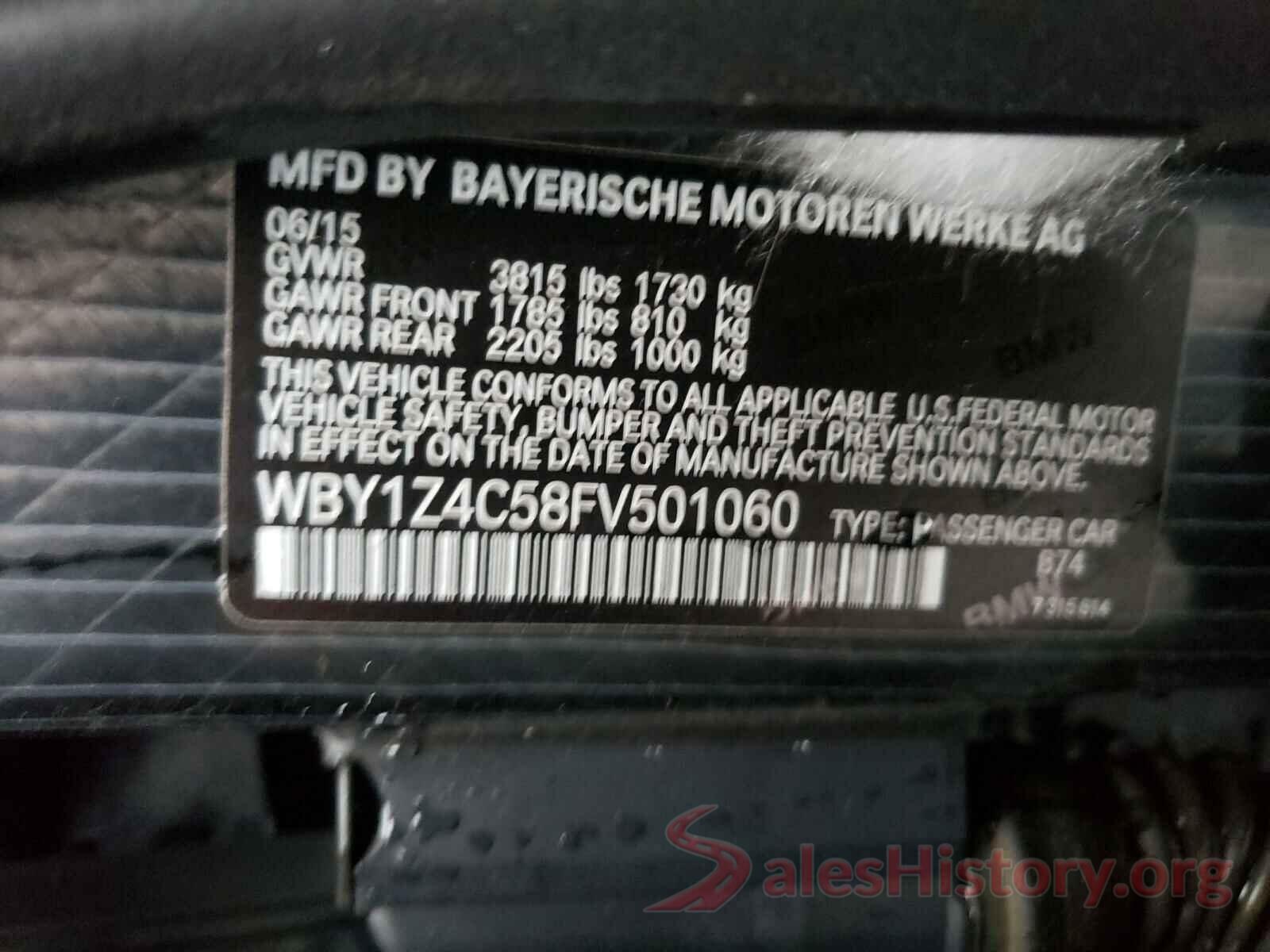 WBY1Z4C58FV501060 2015 BMW I SERIES