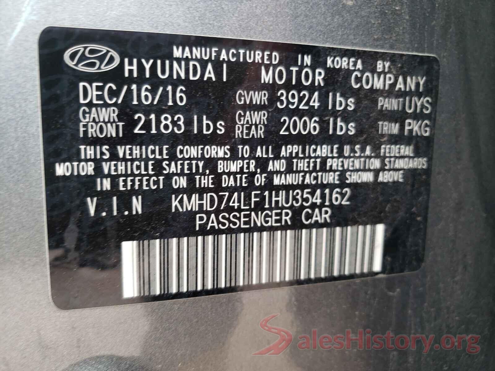 KMHD74LF1HU354162 2017 HYUNDAI ELANTRA