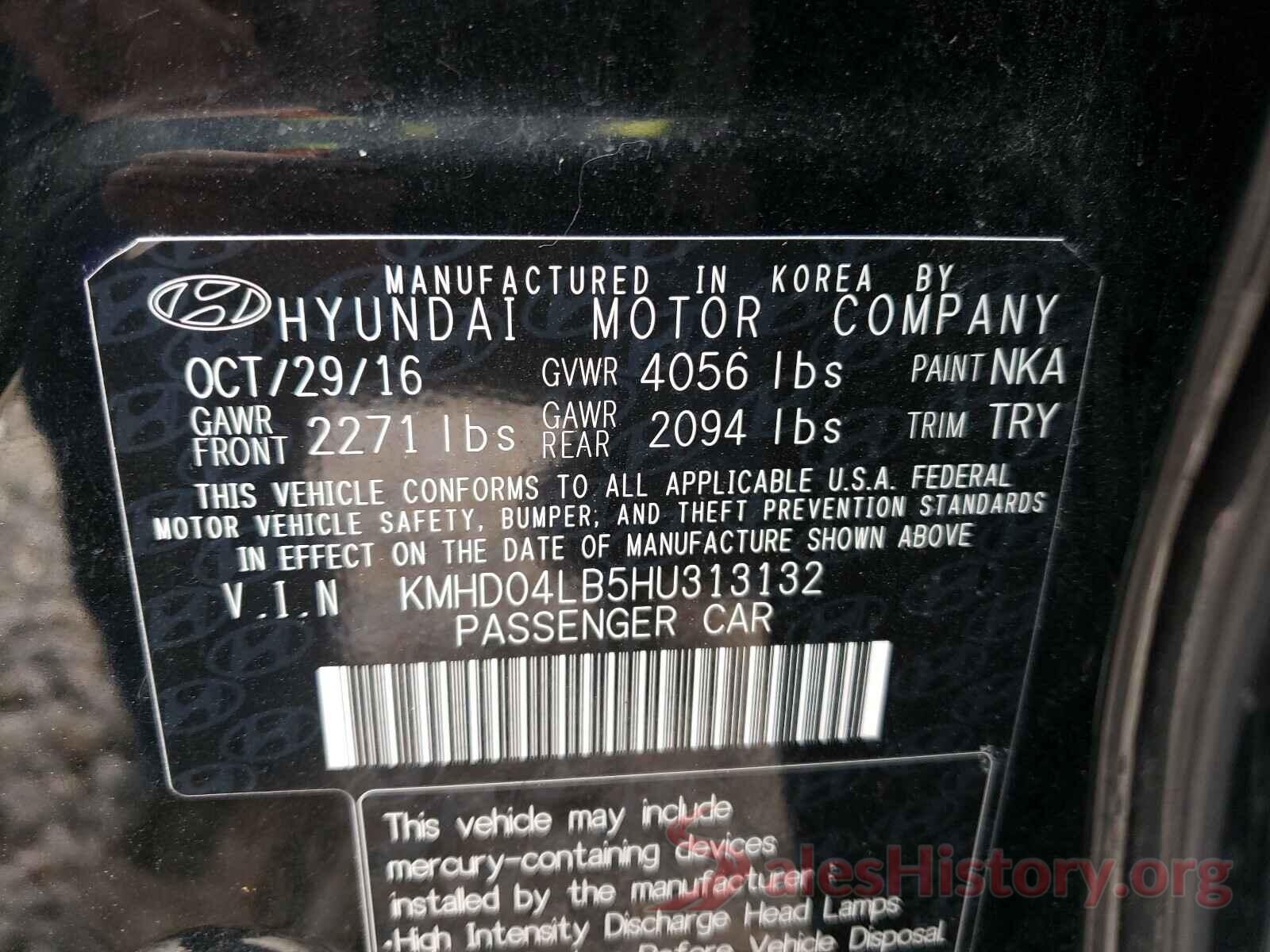 KMHD04LB5HU313132 2017 HYUNDAI ELANTRA