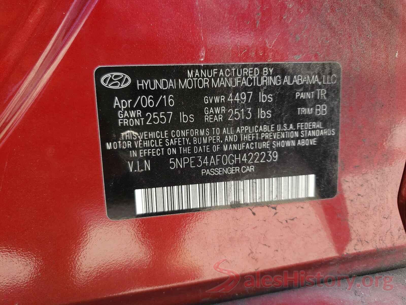 5NPE34AF0GH422239 2016 HYUNDAI SONATA