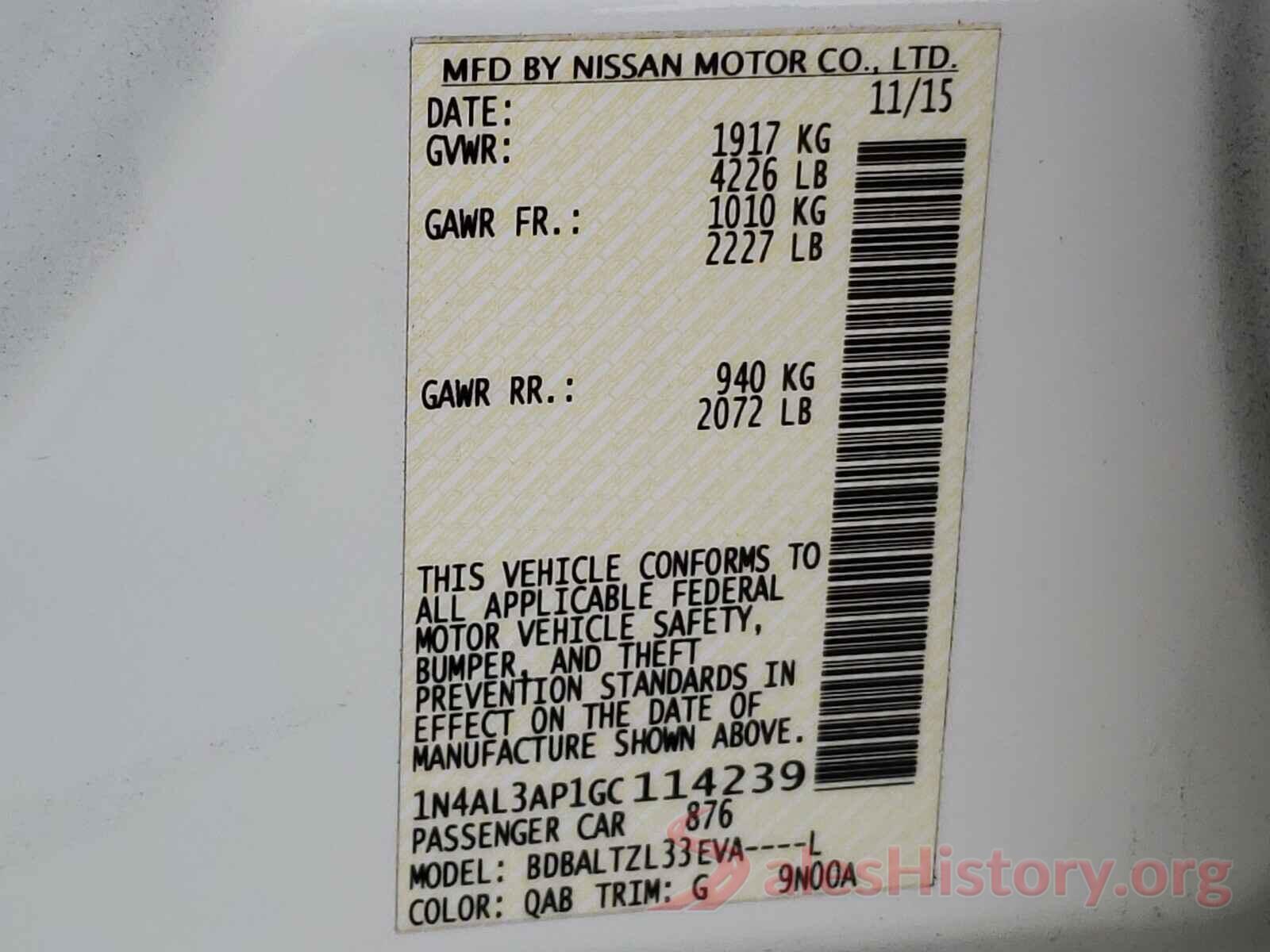 1N4AL3AP1GC114239 2016 NISSAN ALTIMA