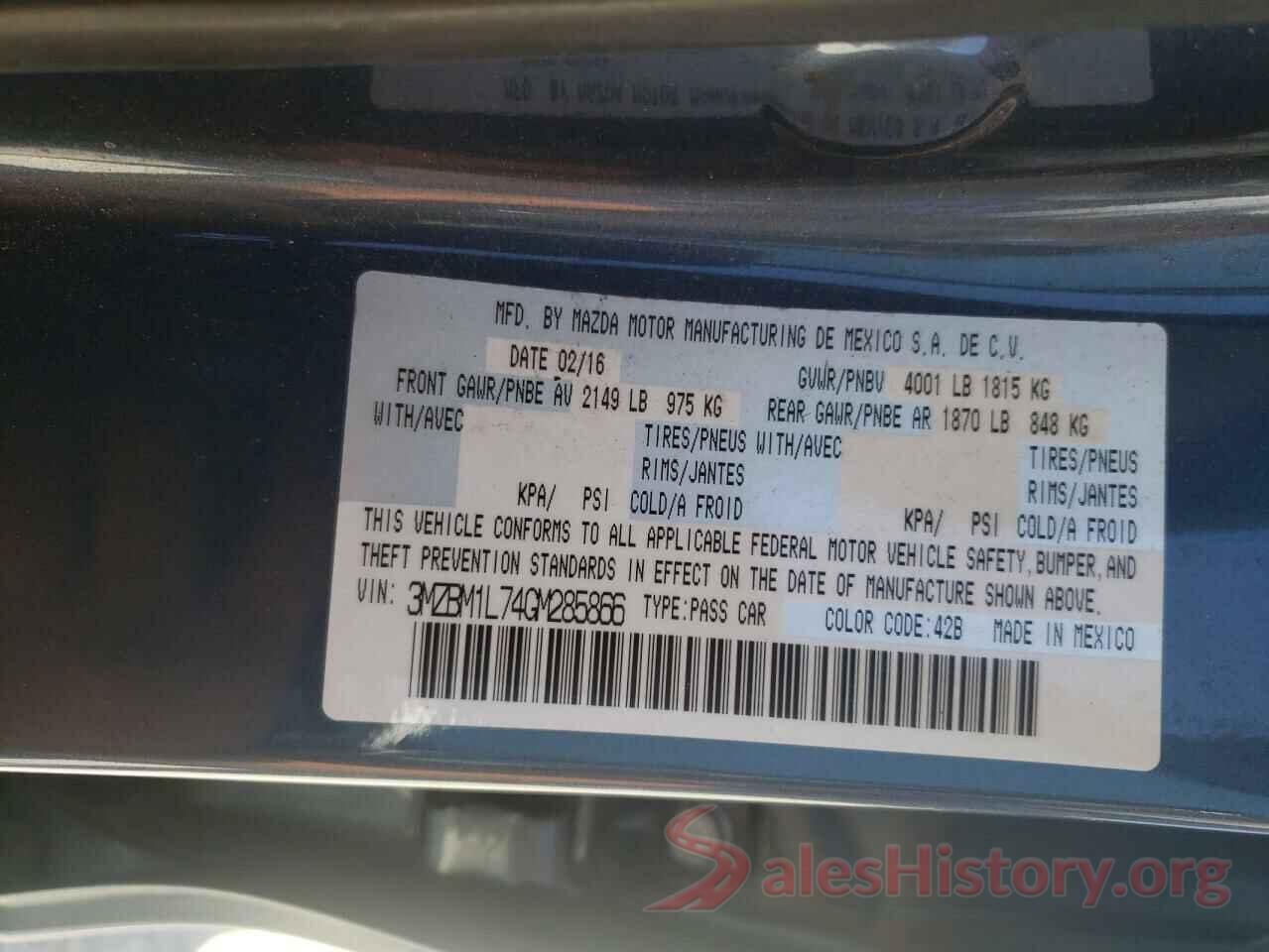 3MZBM1L74GM285866 2016 MAZDA 3