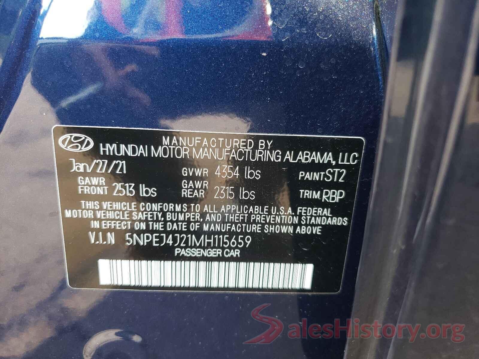 5NPEJ4J21MH115659 2021 HYUNDAI SONATA